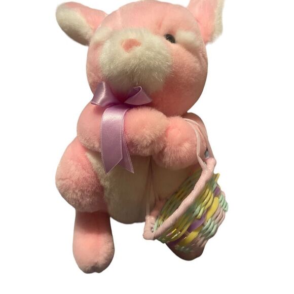 Commonwealth Unisex Pink Easter Bunny Basket Rabbit Plush Stuffed Animal - Picture 9 of 11